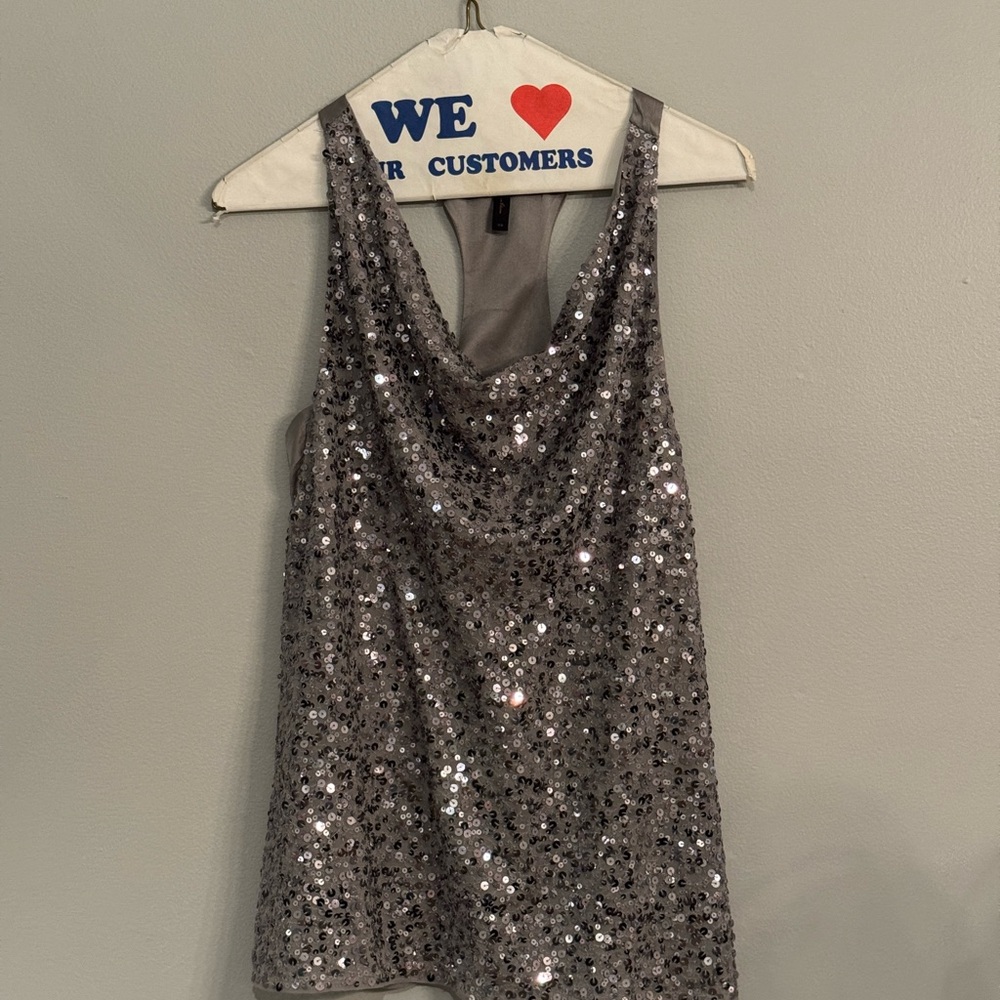BCBGMAXAZRIA Silver Top XS